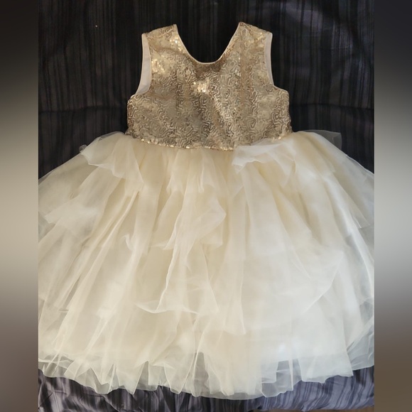 Young girl sleeveless sparkly sequined tulle princess dress with bowknot - Picture 1 of 3